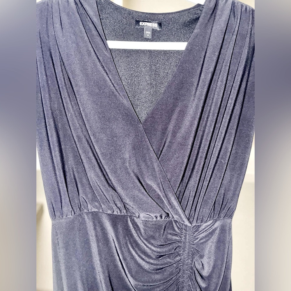 Express Black Ruched Wrap Dress - Picture 2 of 4